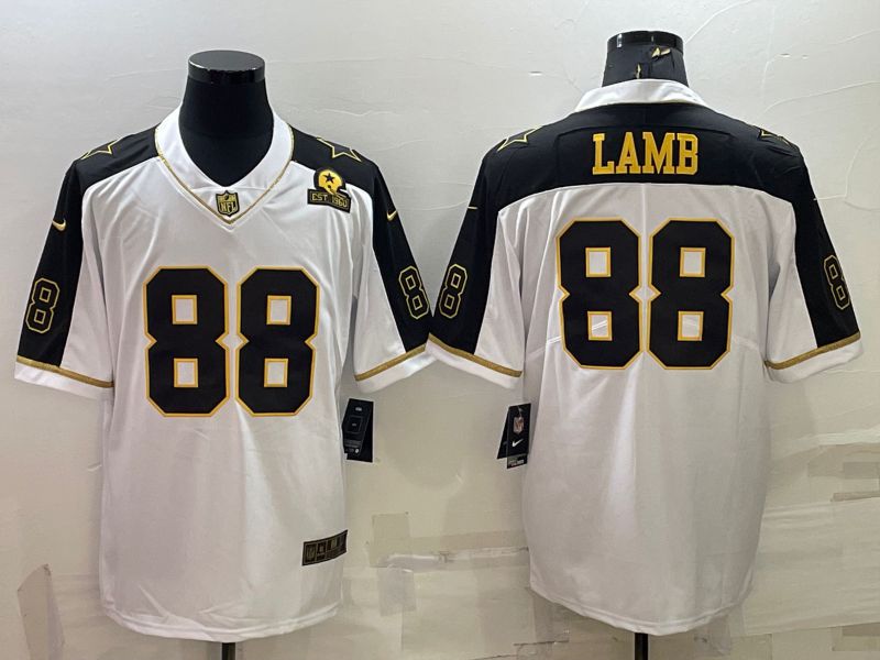 Men Dallas Cowboys 88 Lamb White Gold Thanksgiving 2022 Nike Limited Vapor Untouchable NFL Jersey